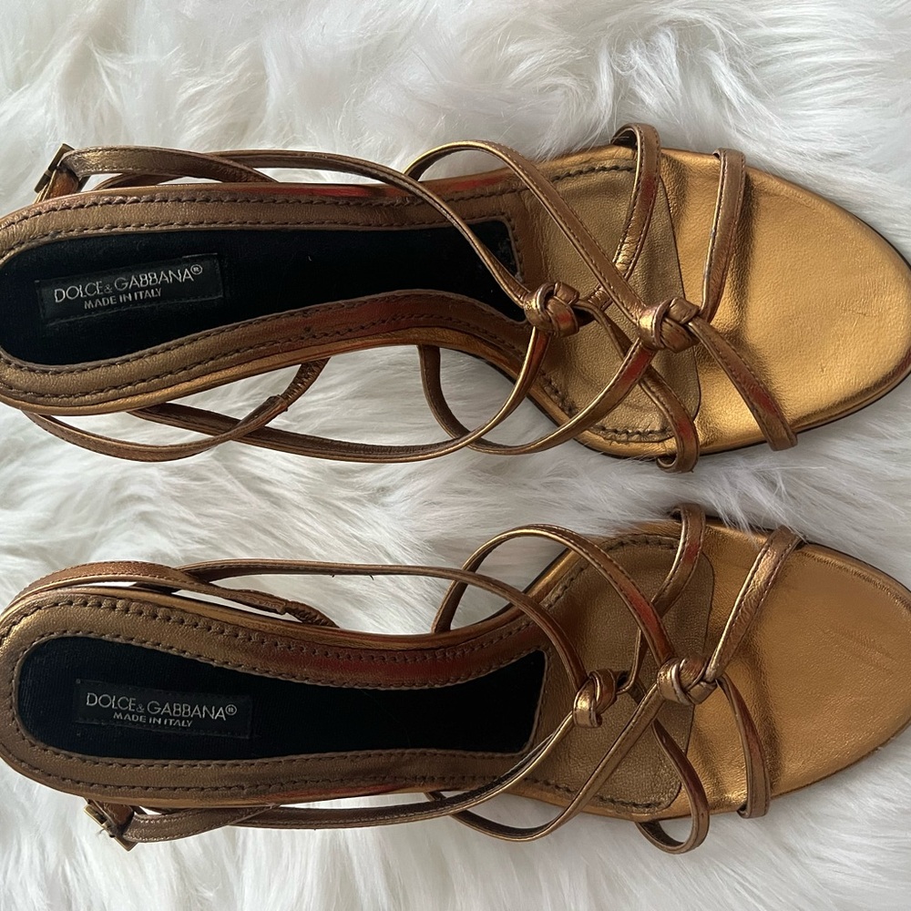 Dolce & Gabbana Bronze Strappy Heels